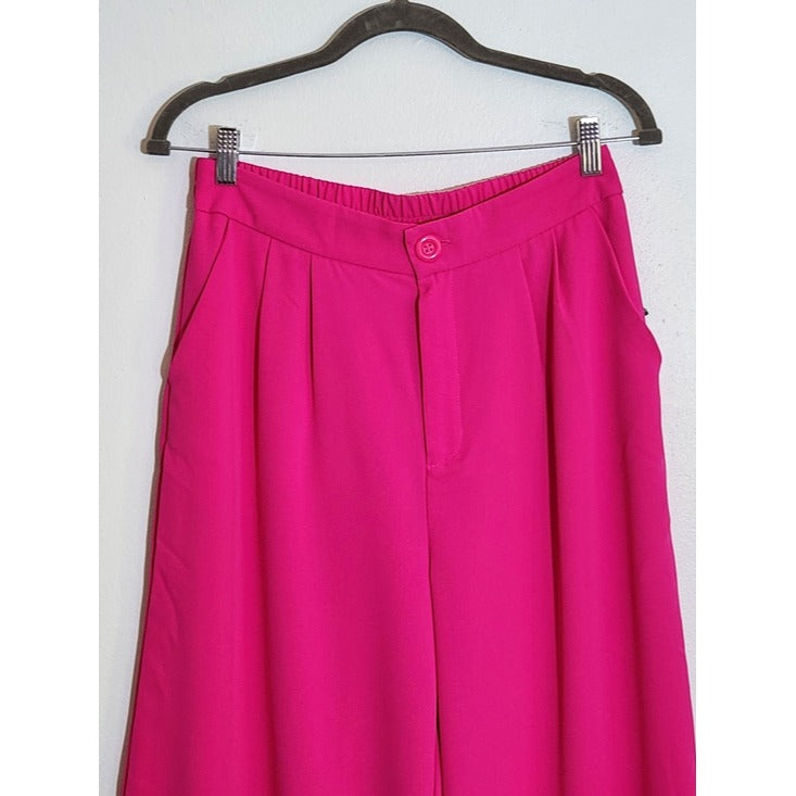 Haute Monde Neon Pink Wide Leg Trouser Pants Size Medium NWT