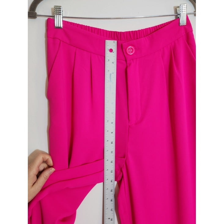 Haute Monde Neon Pink Wide Leg Trouser Pants Size Medium NWT