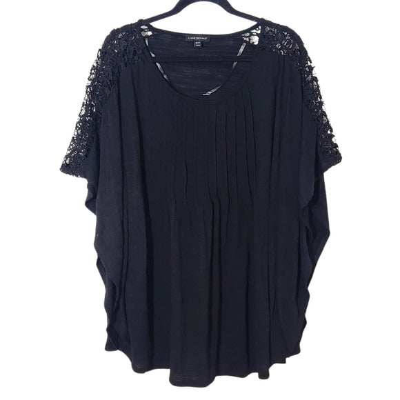 Lane Bryant Black Crochet Sleeve Blouse Size 18/20