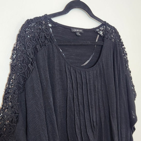 Lane Bryant Black Crochet Sleeve Blouse Size 18/20