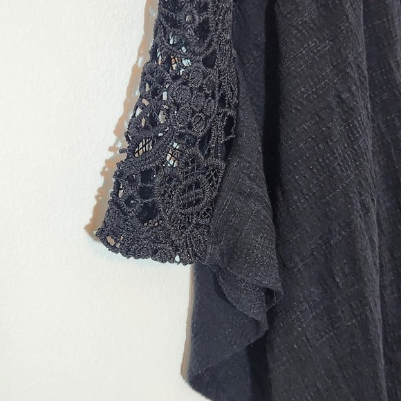Lane Bryant Black Crochet Sleeve Blouse Size 18/20