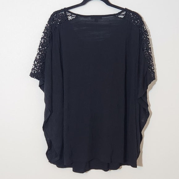 Lane Bryant Black Crochet Sleeve Blouse Size 18/20