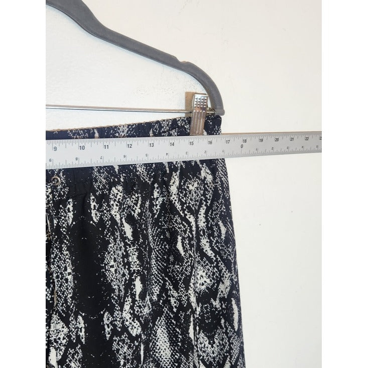 Calvin Klein Black and White Snakeskin Print Wide Leg Pants Size Medium