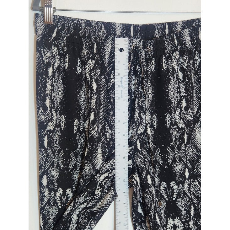 Calvin Klein Black and White Snakeskin Print Wide Leg Pants Size Medium