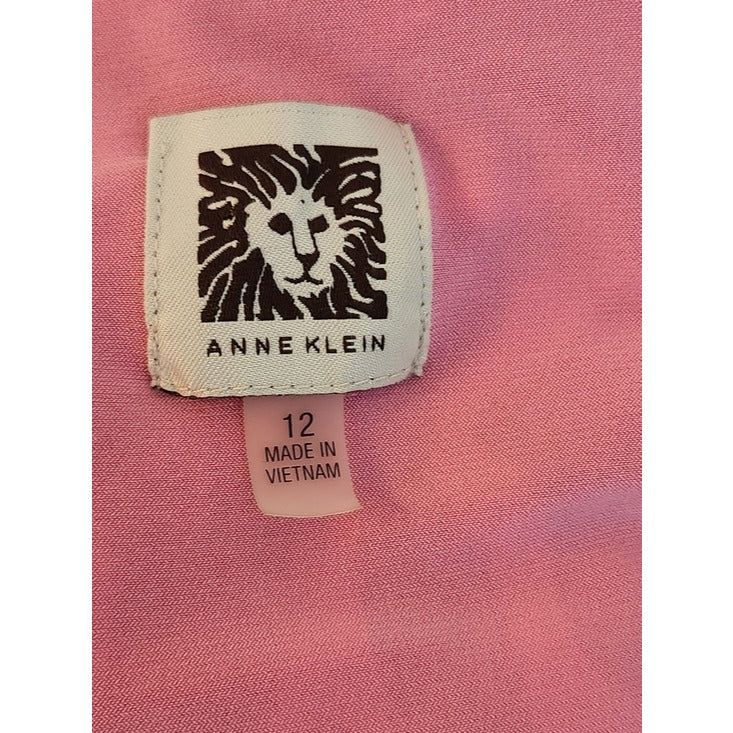 Anne Klein Navy and Pink Abstract Zebra Print Wrap Look Dress Size 12