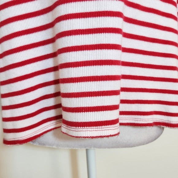 Free People We The Free Red and White Ribbed Knit Cannes Tee Size XS