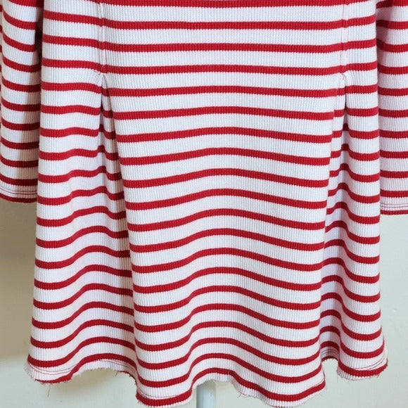 Free People We The Free Red and White Ribbed Knit Cannes Tee Size XS