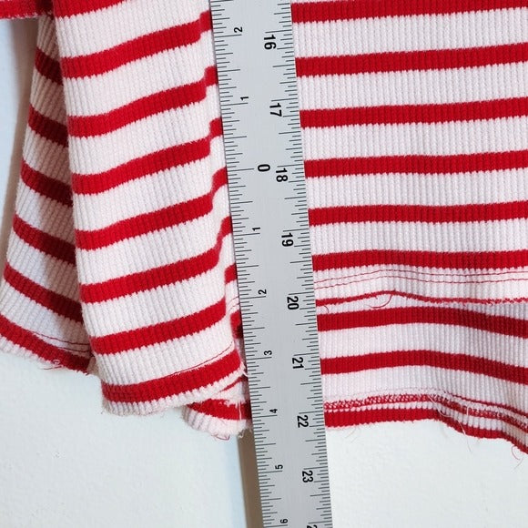 Free People We The Free Red and White Ribbed Knit Cannes Tee Size XS