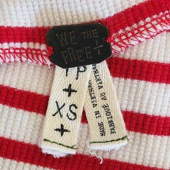 Free People We The Free Red and White Ribbed Knit Cannes Tee Size XS