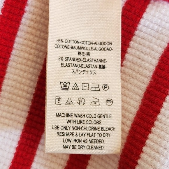 Free People We The Free Red and White Ribbed Knit Cannes Tee Size XS