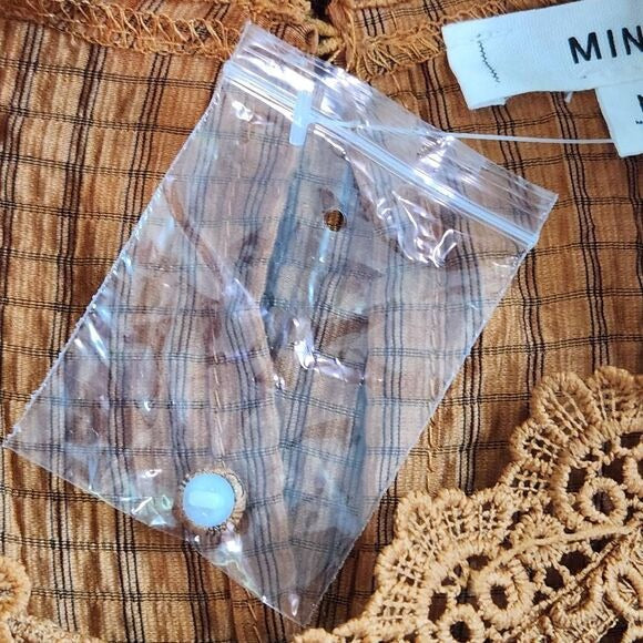 Mine Brown Puffy Sleeve Blouse with Crochet Detail NWOT Size Medium