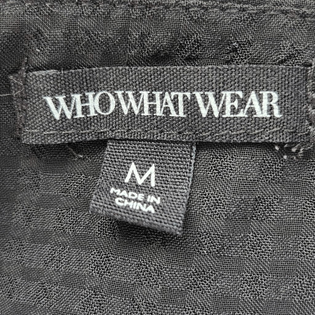 Who What Wear Black Gingham Semi-Sheer Blouse with Flowy Sleeves Size Medium