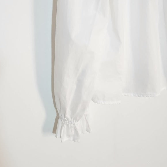 GAP White Cotton Blouse with Smocked Neckline Size Large