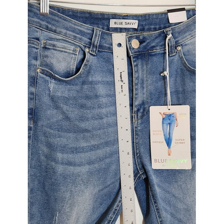 Blue Savvy Distressed Skinny Jeans Size 15/32 NWT