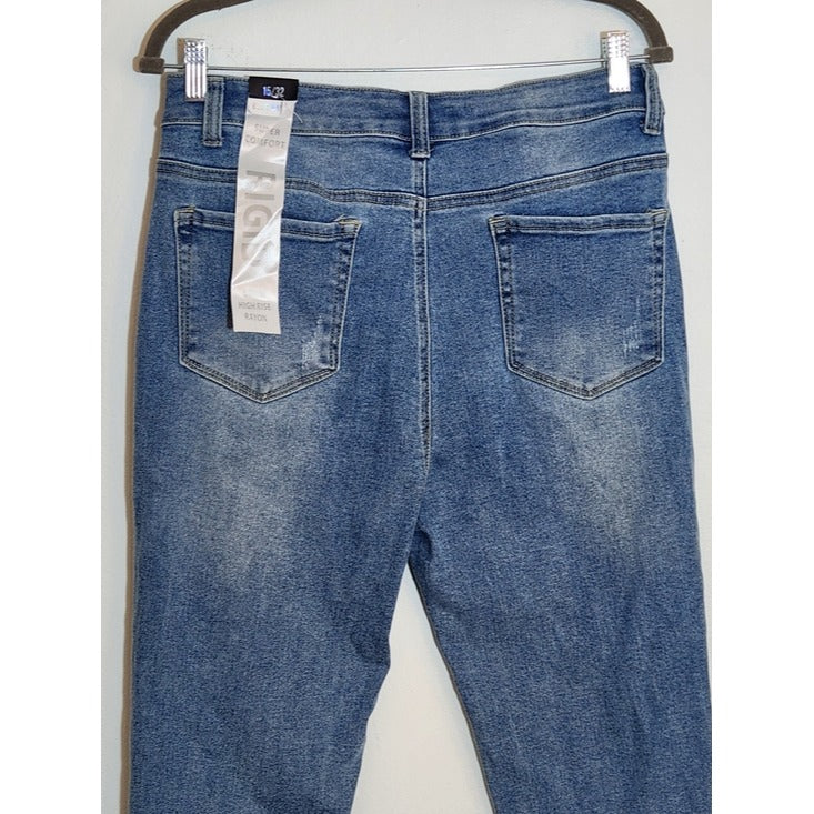 Blue Savvy Distressed Skinny Jeans Size 15/32 NWT