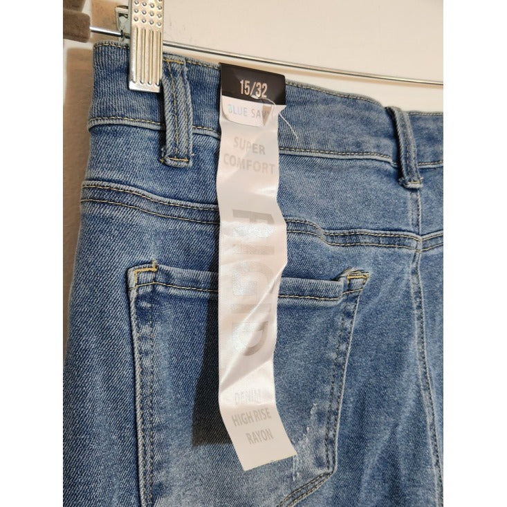 Blue Savvy Distressed Skinny Jeans Size 15/32 NWT