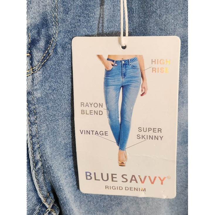 Blue Savvy Distressed Skinny Jeans Size 15/32 NWT