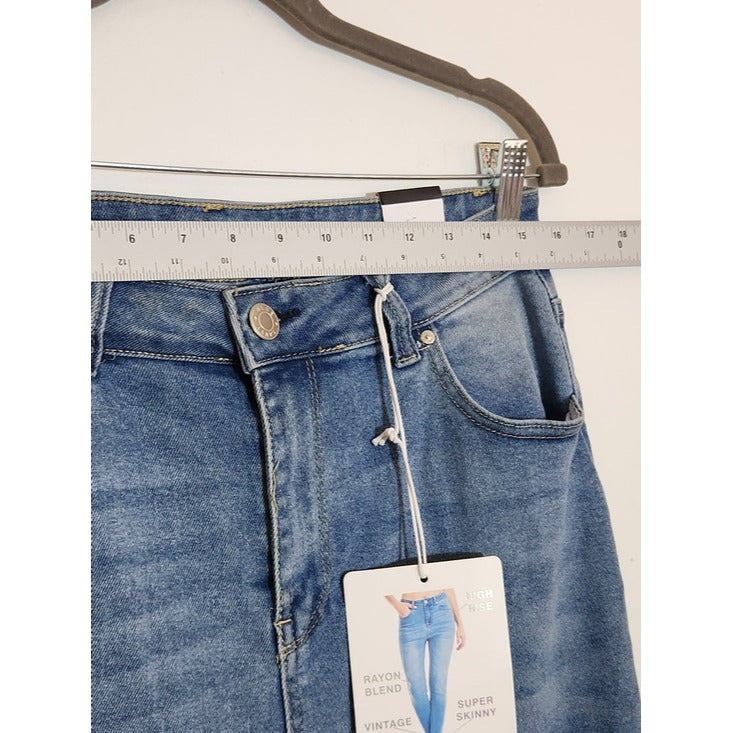 Blue Savvy Distressed Skinny Jeans Size 15/32 NWT