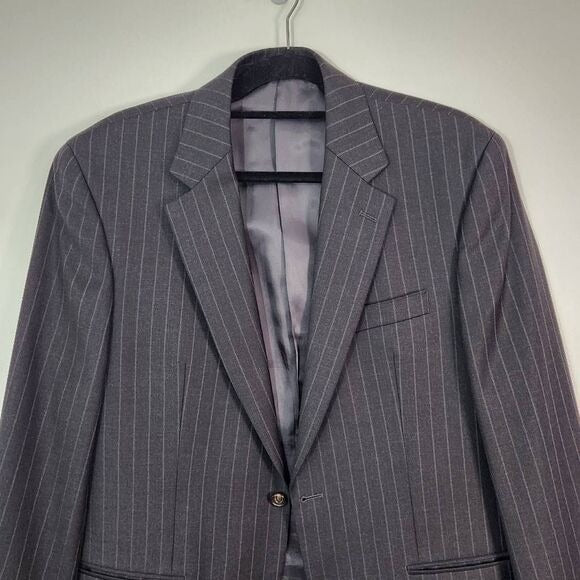 Lauren Ralph Lauren Pinstripe Gray Sport Coat Size 40R Wedding Guest Jacket