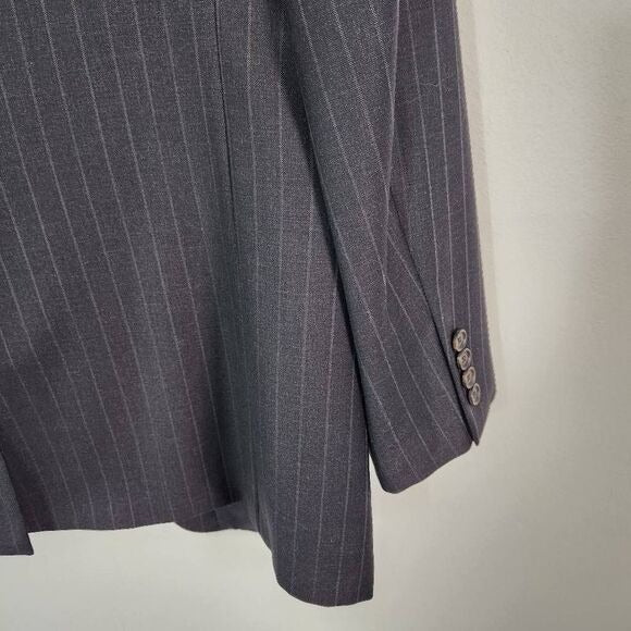 Lauren Ralph Lauren Pinstripe Gray Sport Coat Size 40R Wedding Guest Jacket