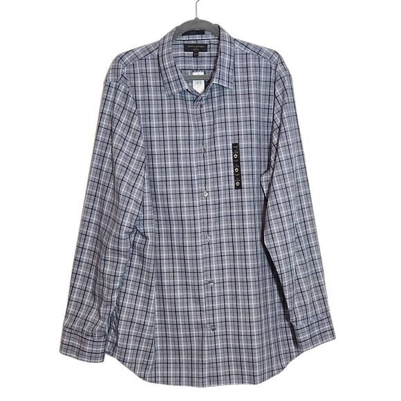 Banana Republic Gray Plaid Button Down Shirt Size XL Preppy Plaid Shirt New