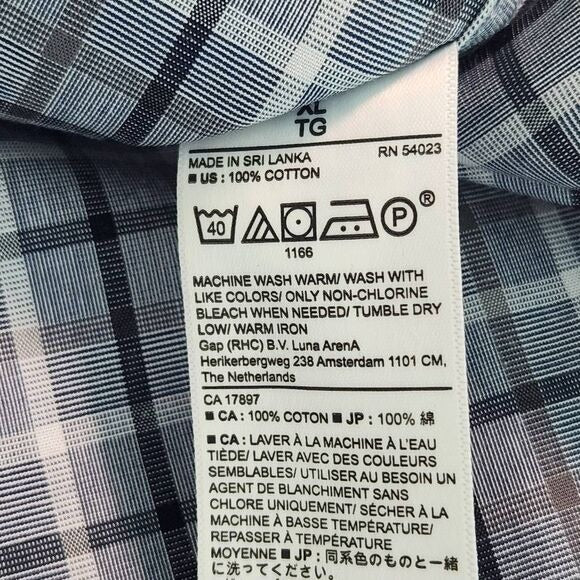 Banana Republic Gray Plaid Button Down Shirt Size XL Preppy Plaid Shirt New