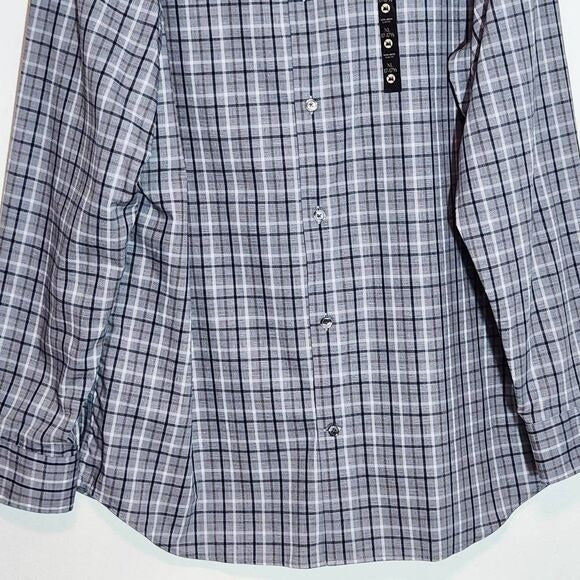 Banana Republic Gray Plaid Button Down Shirt Size XL Preppy Plaid Shirt New
