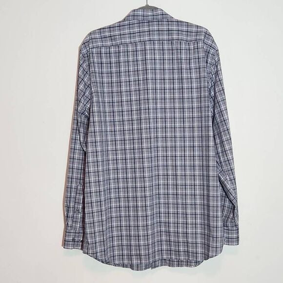 Banana Republic Gray Plaid Button Down Shirt Size XL Preppy Plaid Shirt New