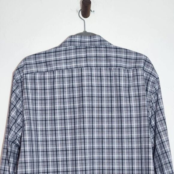 Banana Republic Gray Plaid Button Down Shirt Size XL Preppy Plaid Shirt New