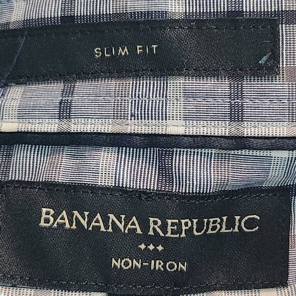 Banana Republic Gray Plaid Button Down Shirt Size XL Preppy Plaid Shirt New