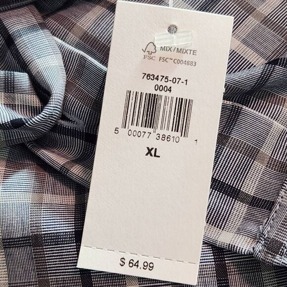 Banana Republic Gray Plaid Button Down Shirt Size XL Preppy Plaid Shirt New