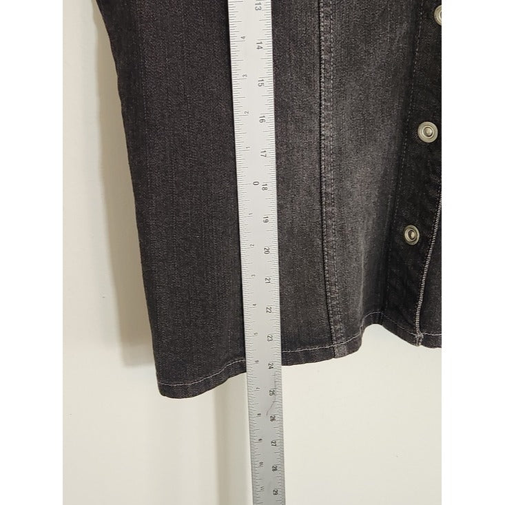 Chico's Black Denim Snap Up Jacket Size 2 Large