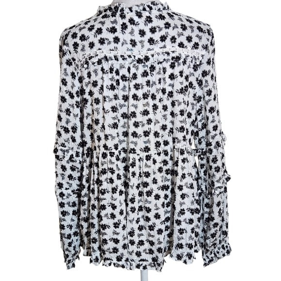Olivaceous Black and White Swiss Dot  Blouse Size Medium NWT