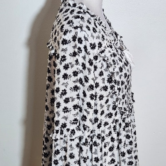 Olivaceous Black and White Swiss Dot  Blouse Size Medium NWT