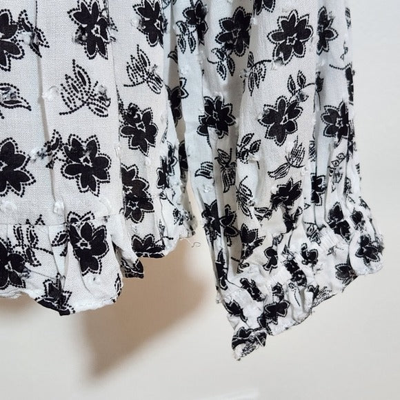 Olivaceous Black and White Swiss Dot  Blouse Size Medium NWT