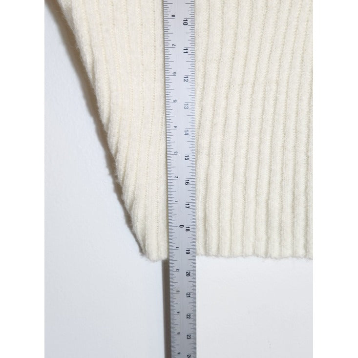 ASTR Cream Fuzzy Polo Knit Cropped Sweater Size Small