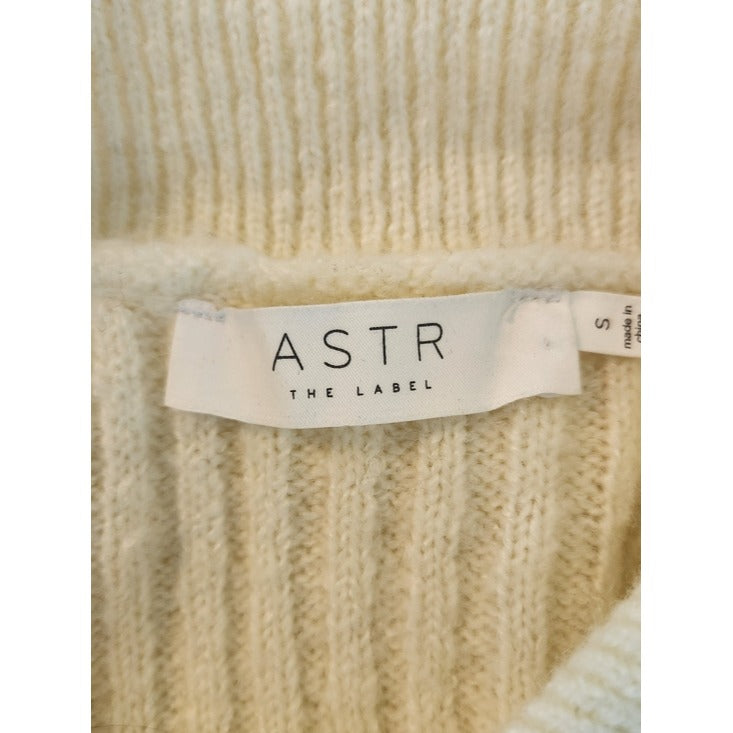 ASTR Cream Fuzzy Polo Knit Cropped Sweater Size Small
