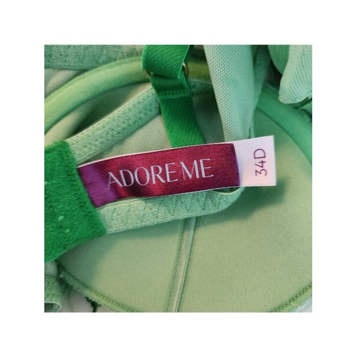Adore Me Bettie Balconette Bra Green Shamrock Embroidery Size 34D
