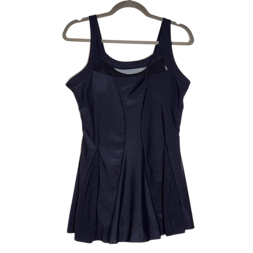 Zando Black Swim Dress NWOT Size XL Black Swimsuit Dress with Mesh Accents