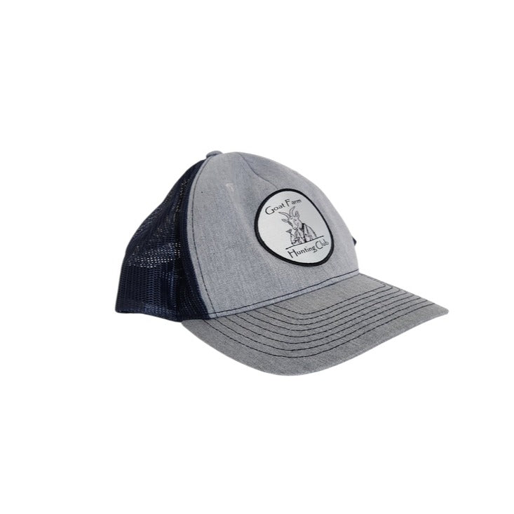 Richardson Goat Farm Hunting Club Gray and Navy Trucker Baseball Hat Adjustable