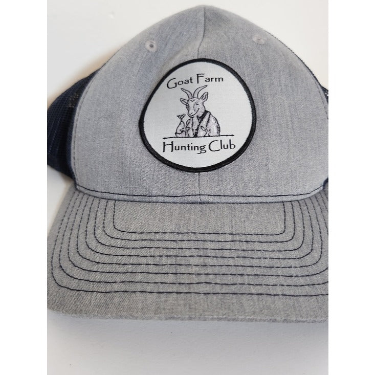 Richardson Goat Farm Hunting Club Gray and Navy Trucker Baseball Hat Adjustable