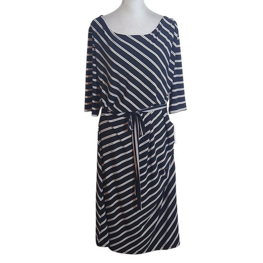 Signature by Robbie Bee Black and White Stripe Dress Size XL New