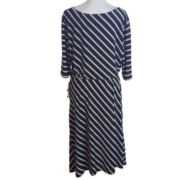 Signature by Robbie Bee Black and White Stripe Dress Size XL New