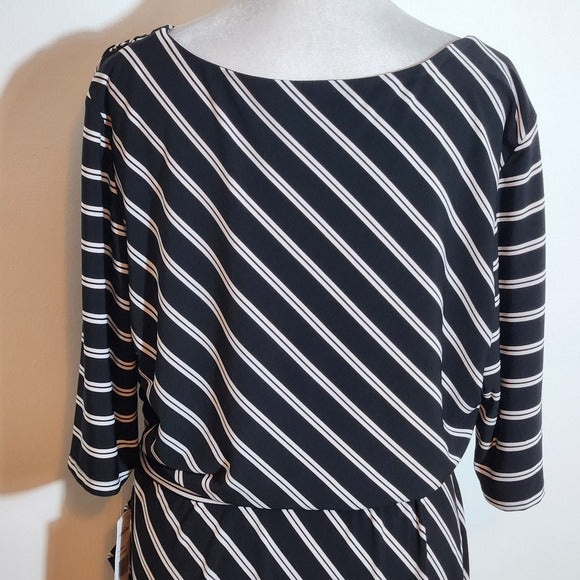Signature by Robbie Bee Black and White Stripe Dress Size XL New