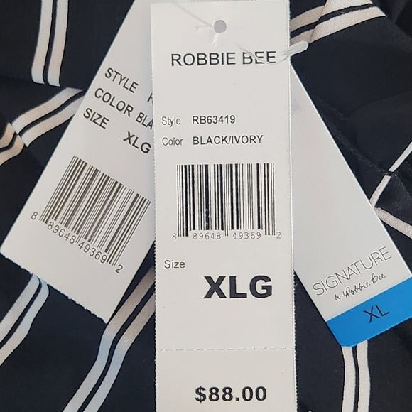 Signature by Robbie Bee Black and White Stripe Dress Size XL New