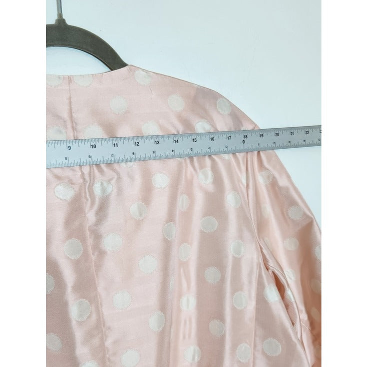 Anne Klein Pastel Pink and White Polka Dot Open Front Jacket Size Medium