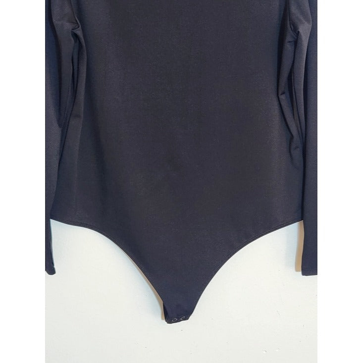 Express Black Mock Neck Long Sleeve Fitted Bodysuit Size XL