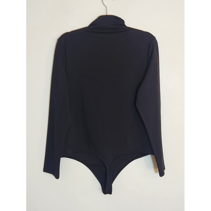 Express Black Mock Neck Long Sleeve Fitted Bodysuit Size XL