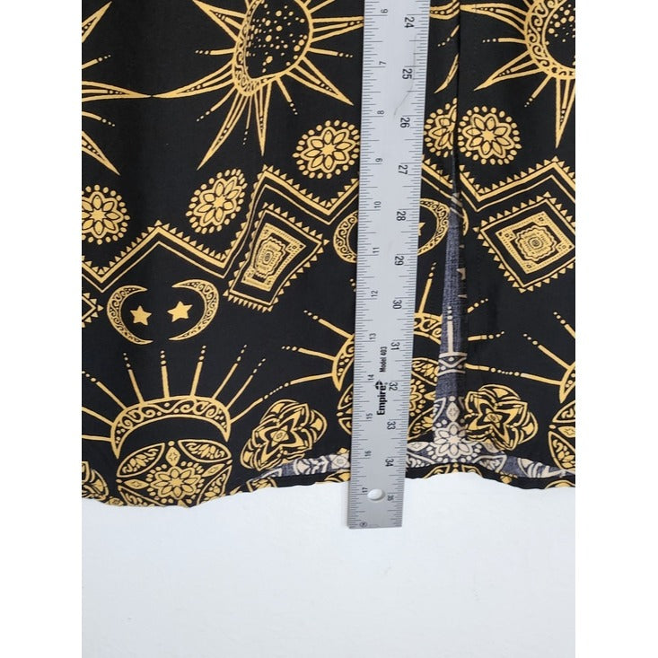 Torrid Black and Gold Celestial Print Boho Midi Skirt Size 3X