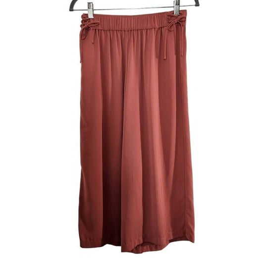 Octavia Terra Cotta Wide Leg Capri Pants Size Small Flowy Pull-on Boho Pants